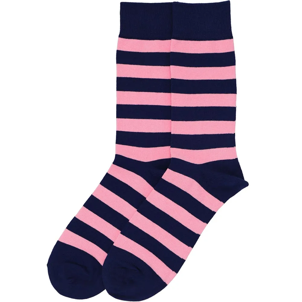 Men's Pink and Navy Blue Striped Socks