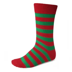 Men's Red and Green Striped Socks