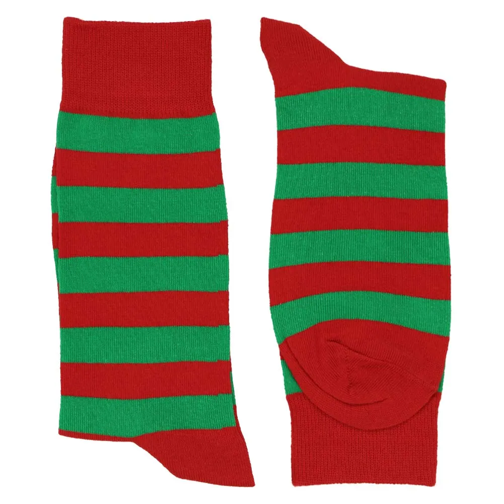 Men's Red and Green Striped Socks