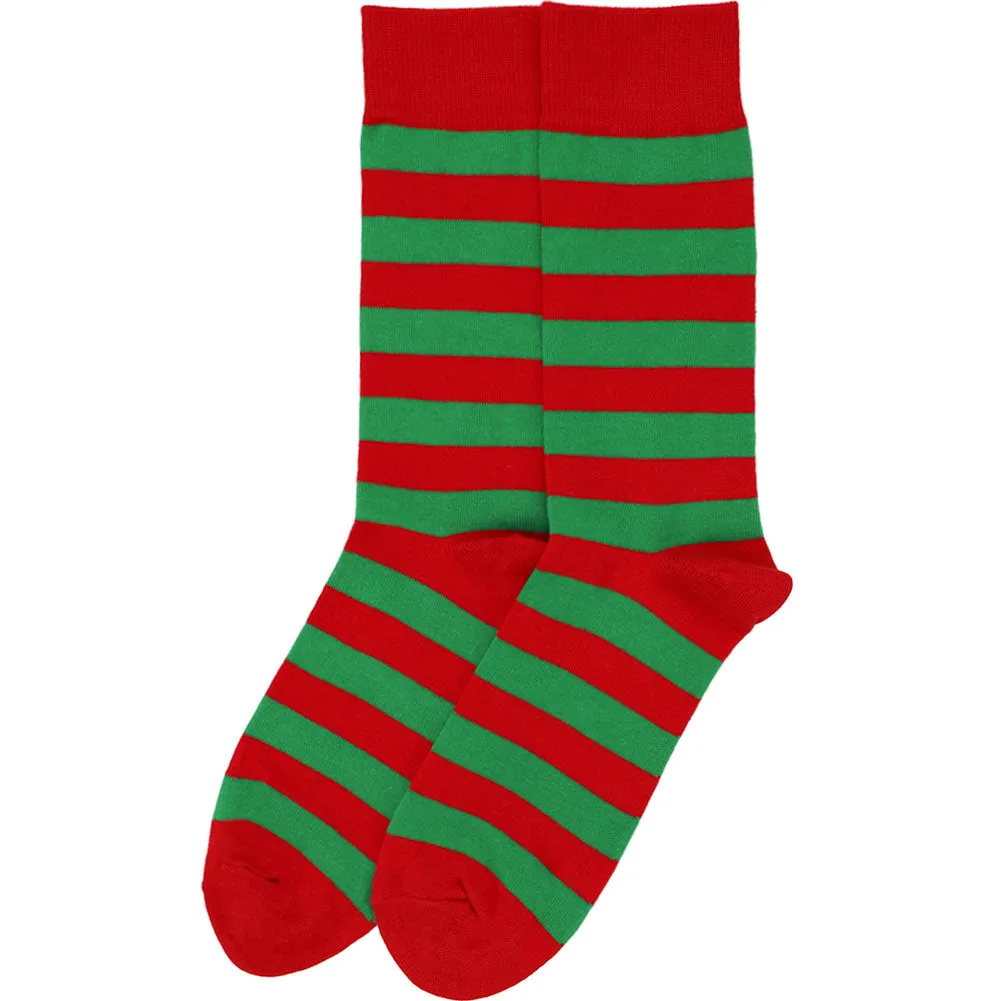 Men's Red and Green Striped Socks