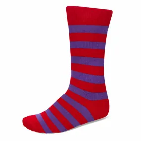 Men's Red and Purple Striped Socks