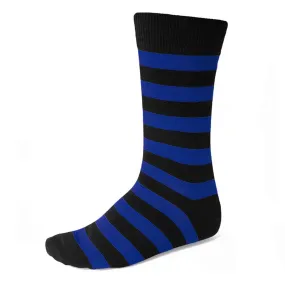 Men's Royal Blue and Black Striped Socks