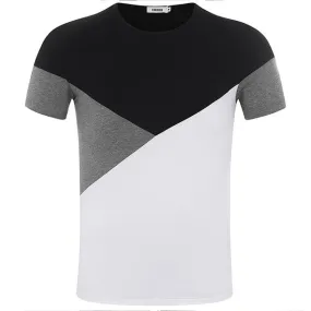 Mens Summer Stylish Hit Color Cotton Short Sleeve O-neck Casual T-shirt