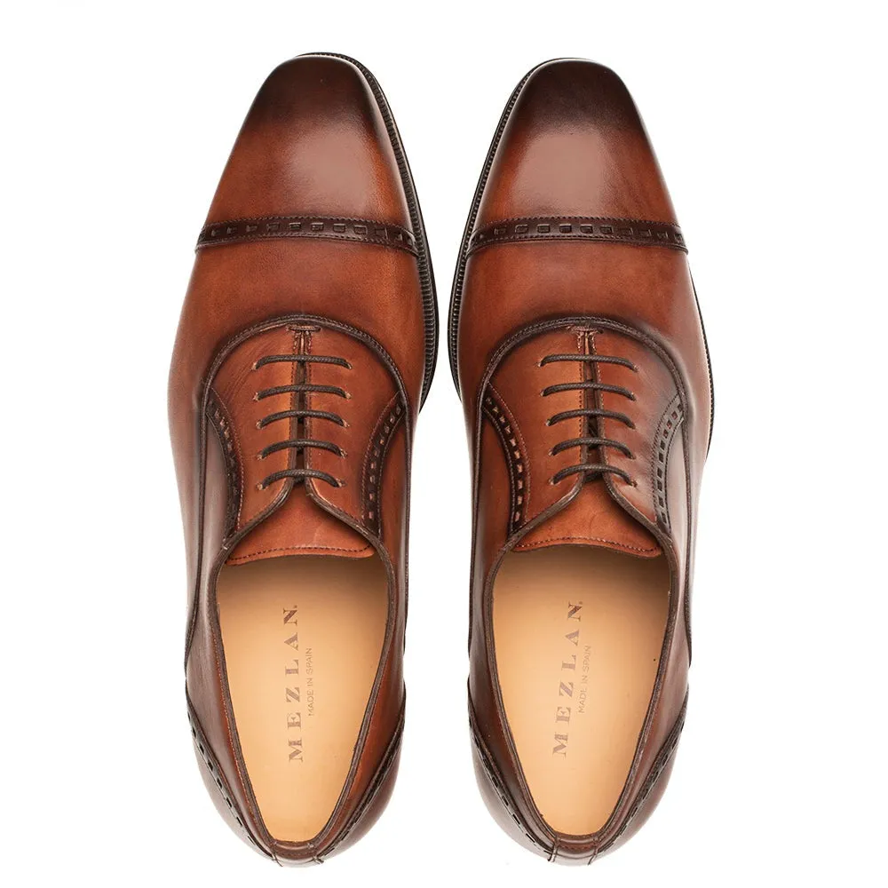 Mezlan Amaro 20817 Men's Shoes Cognac Calf-Skin Leather Cap-Toe Oxfords (MZ3645)