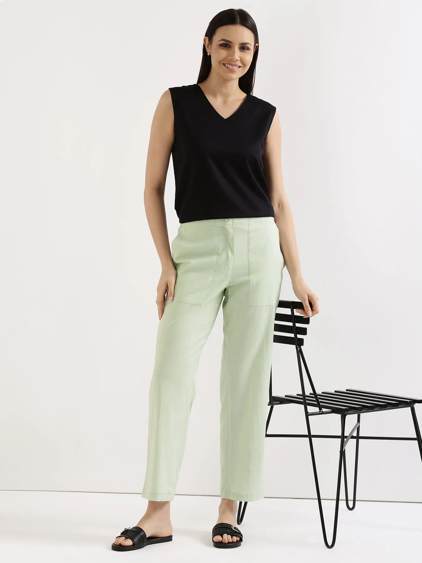 Mint Green Airy Linen Pants