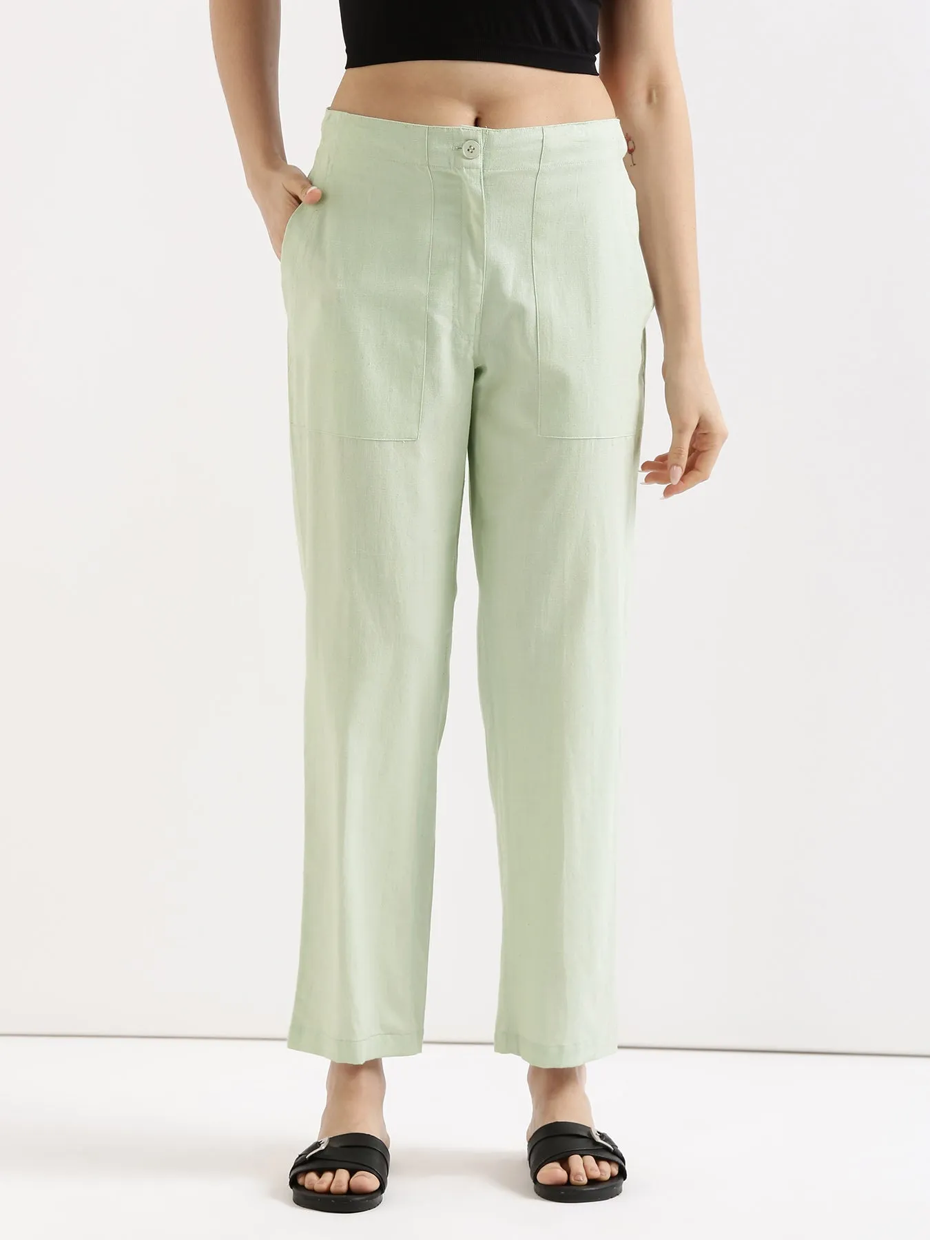 Mint Green Airy Linen Pants