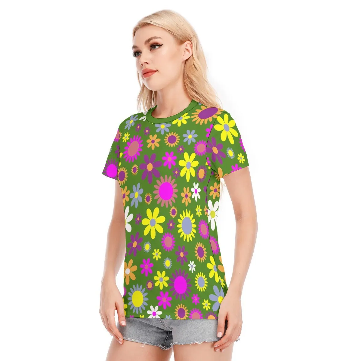 Mod top, 60s style top, Retro Top, Womens Tops, Womens Tshirts, Mod T-shirt, Floral Tshirt, Mod 60s Tshirt, Green T-shirt, Vintage style