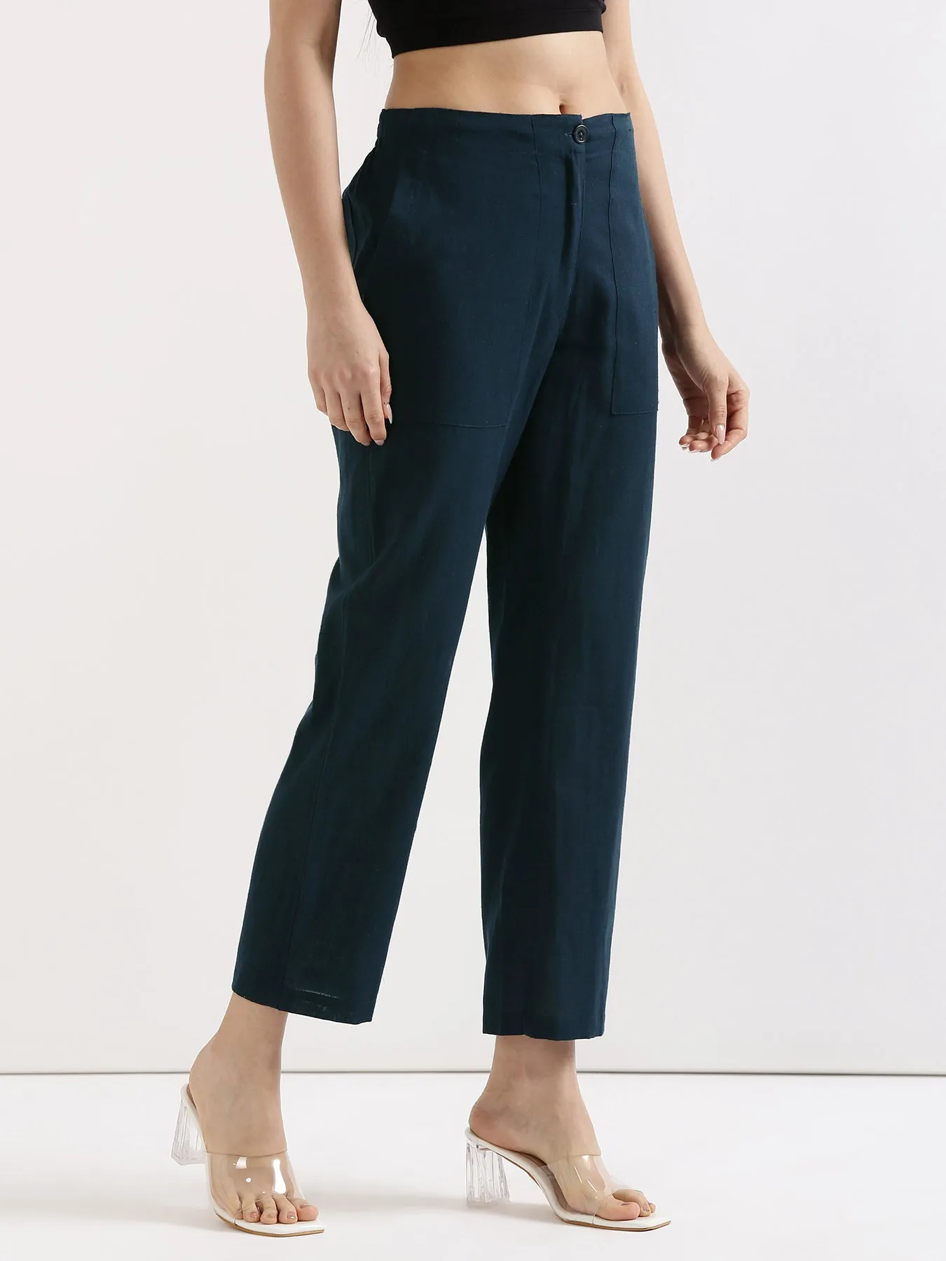 Navy Blue Airy Linen Pants