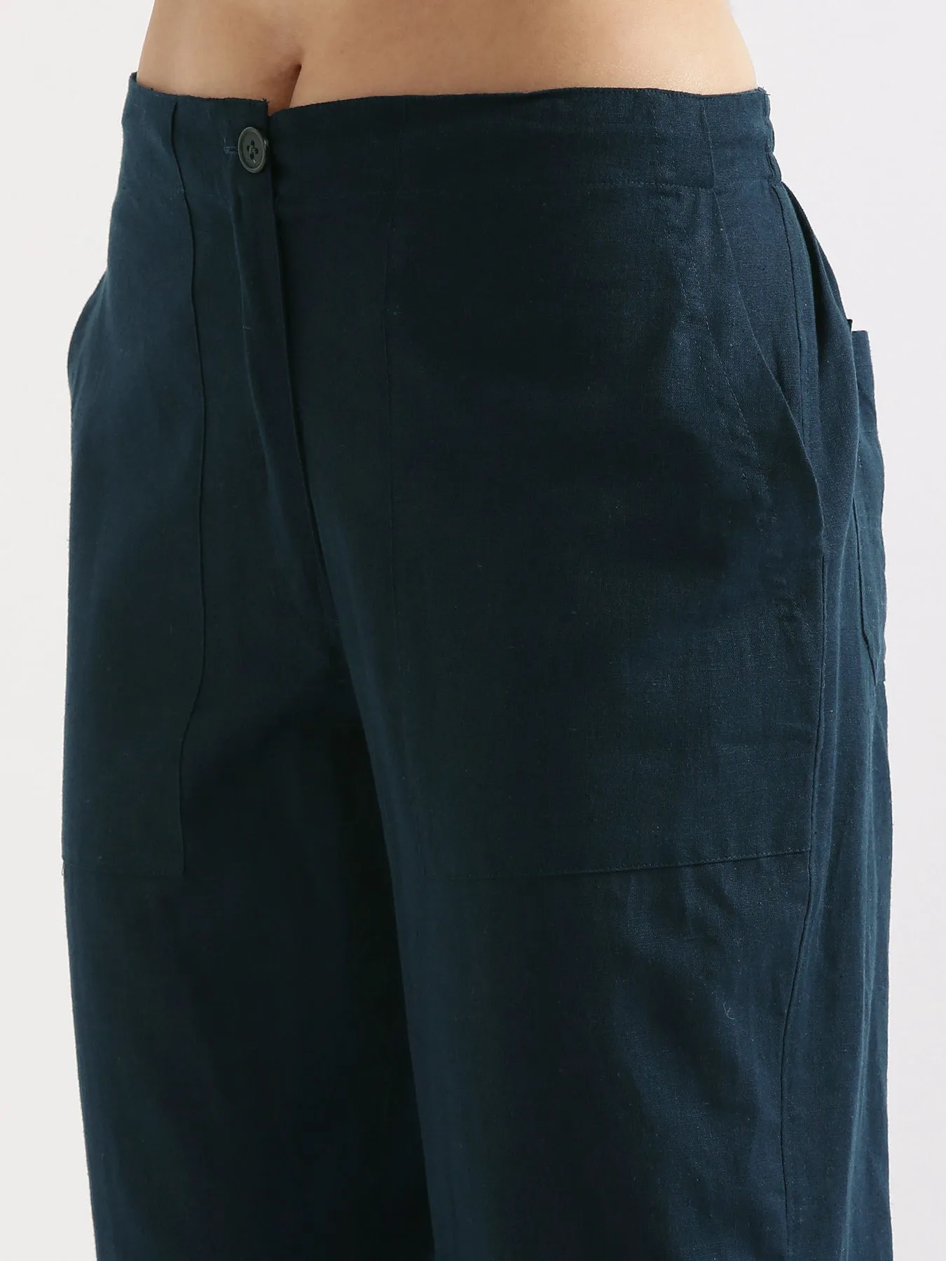 Navy Blue Airy Linen Pants