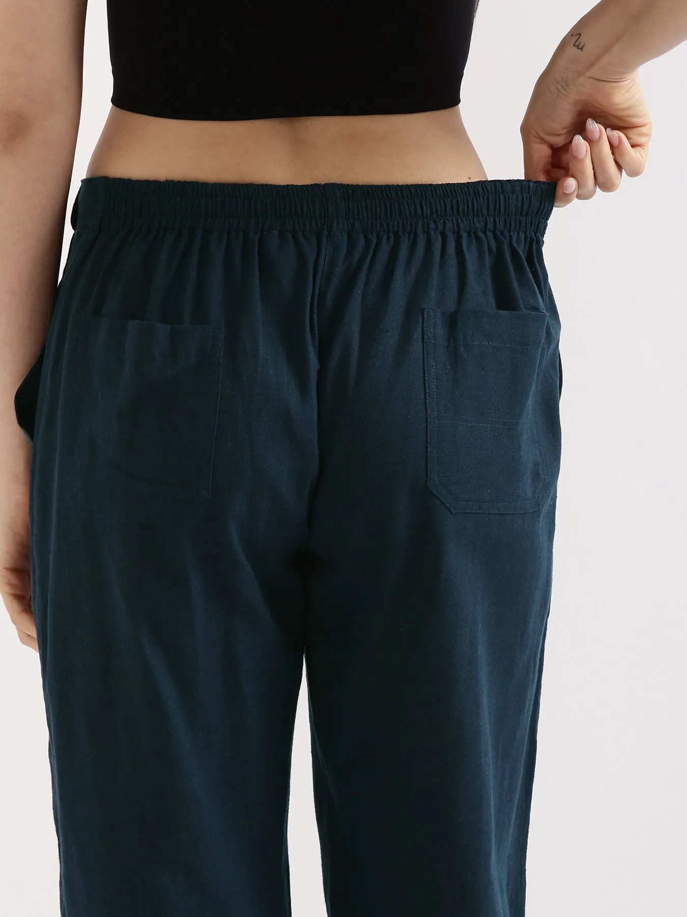 Navy Blue Airy Linen Pants