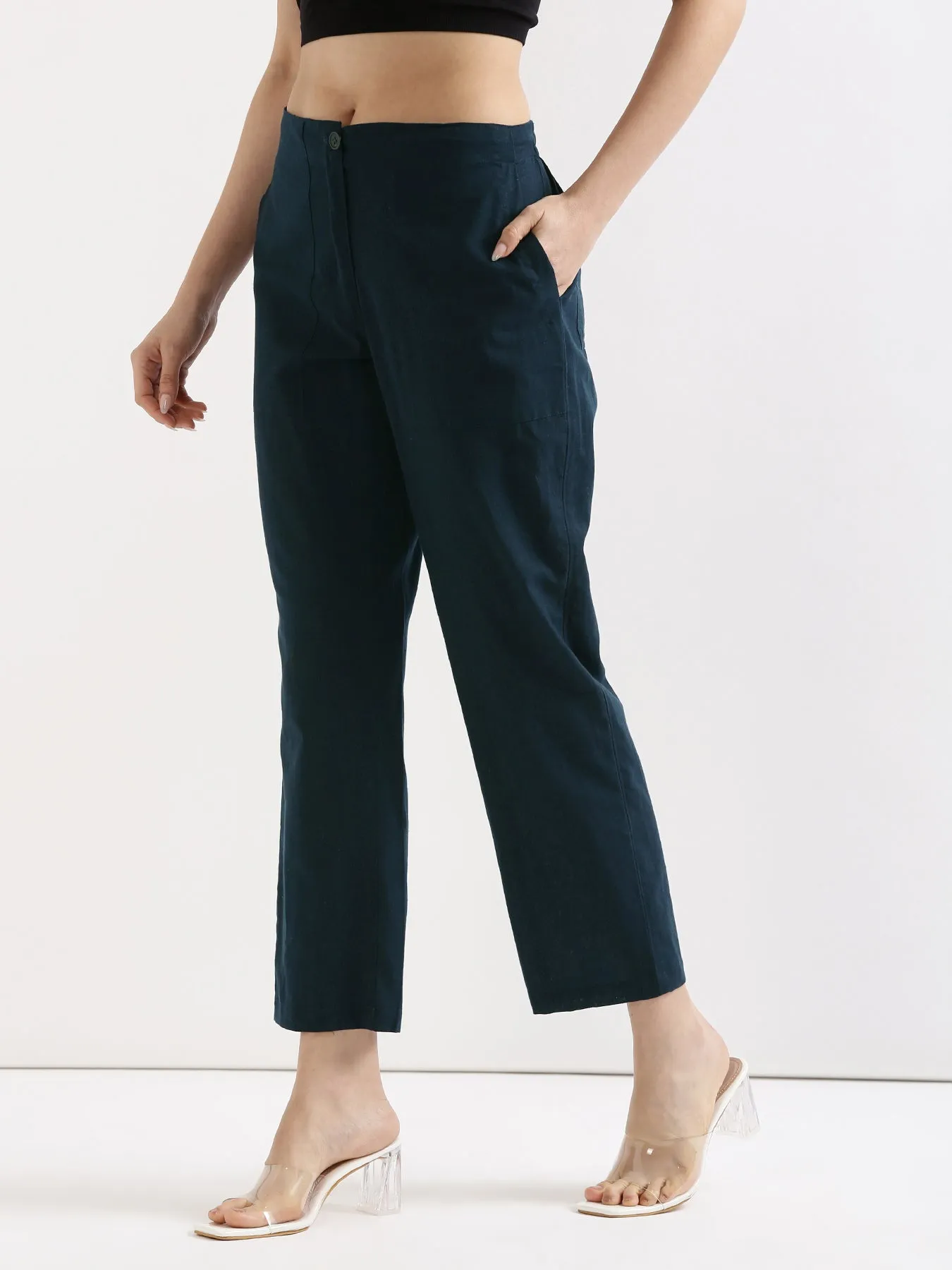 Navy Blue Airy Linen Pants