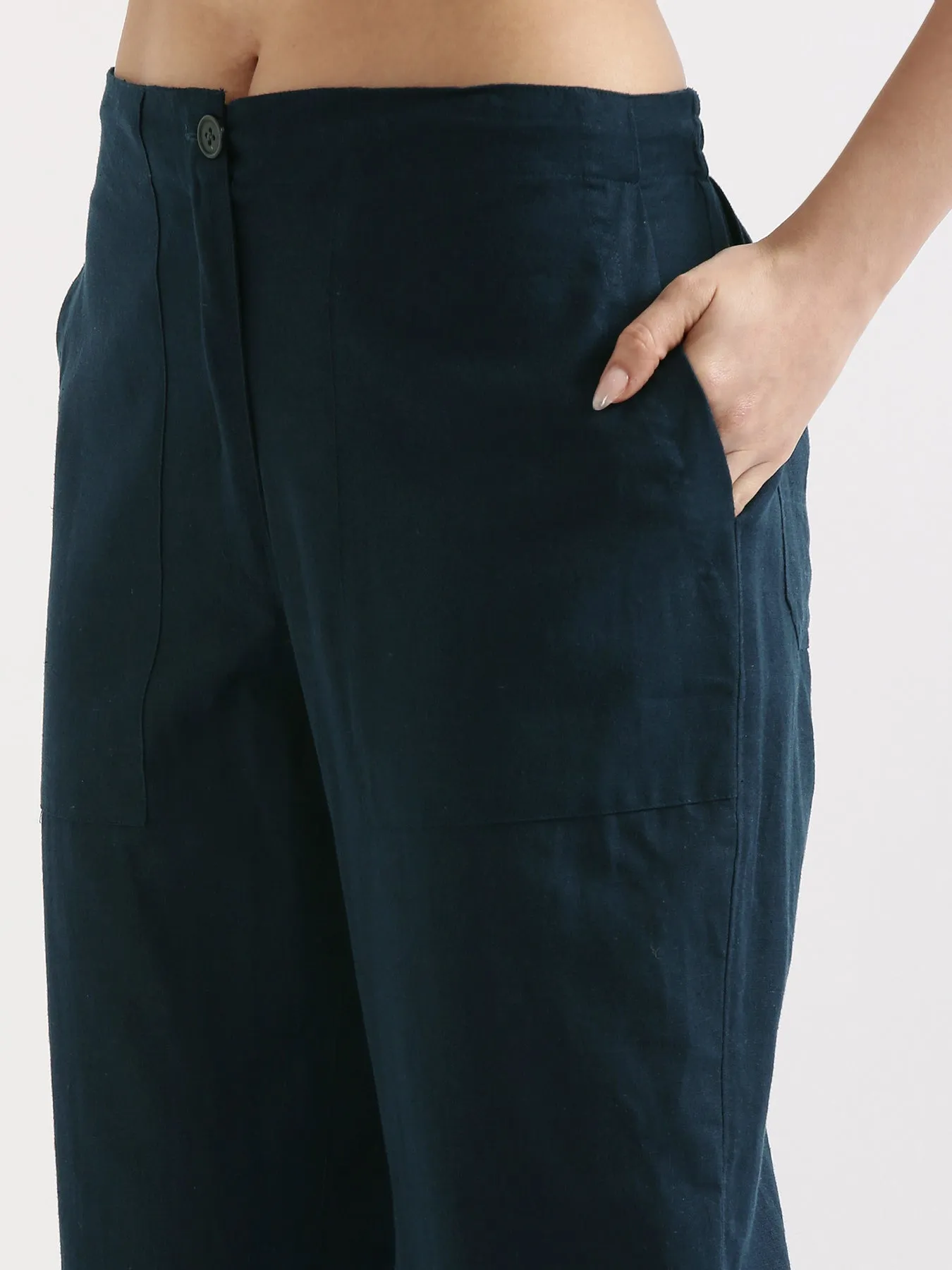 Navy Blue Airy Linen Pants