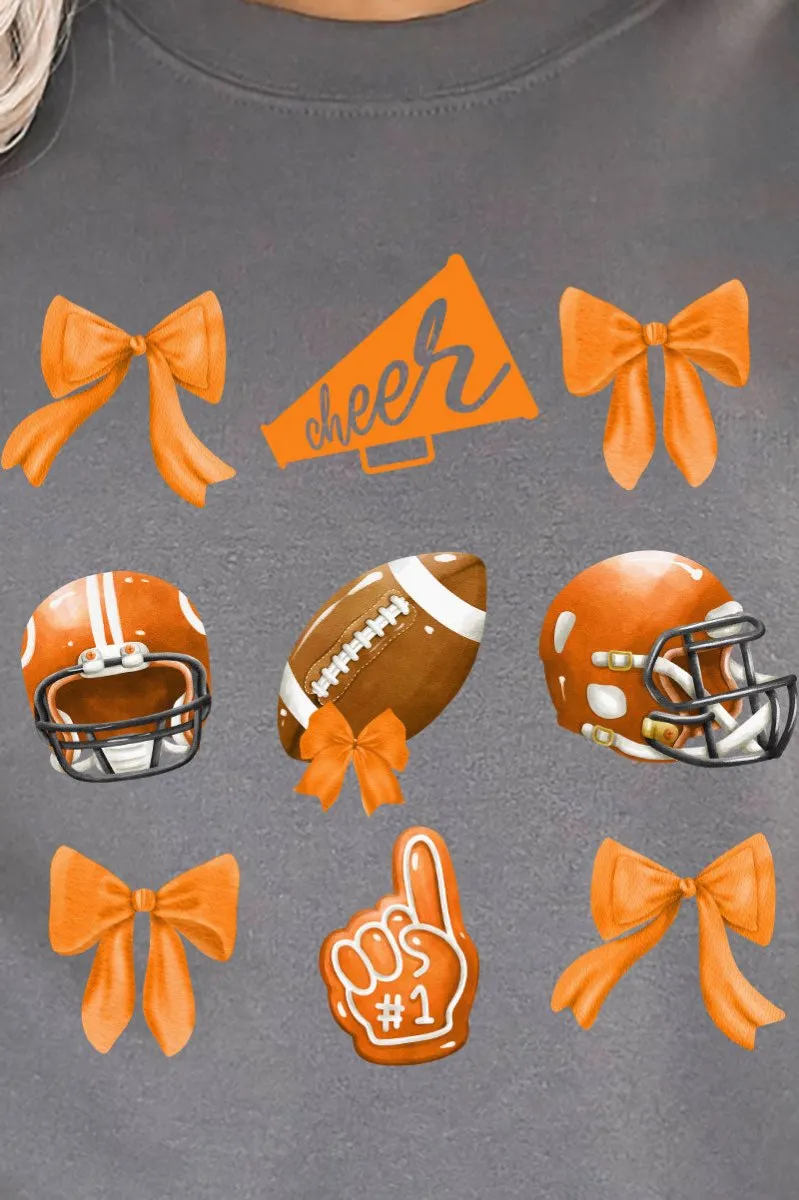 Orange Blitz And Bows Heavy-weight Crew Sweatshirt