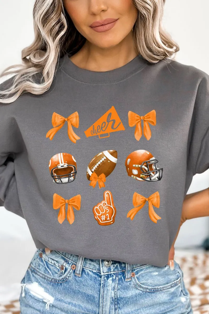 Orange Blitz And Bows Heavy-weight Crew Sweatshirt