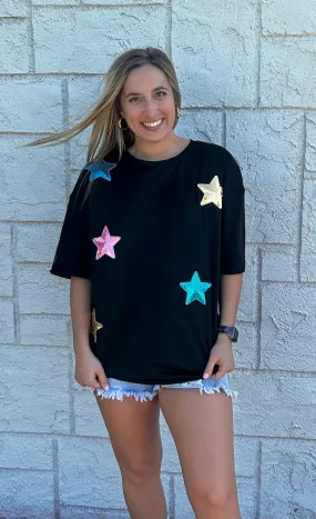 Oversized Embroidered Star Tee