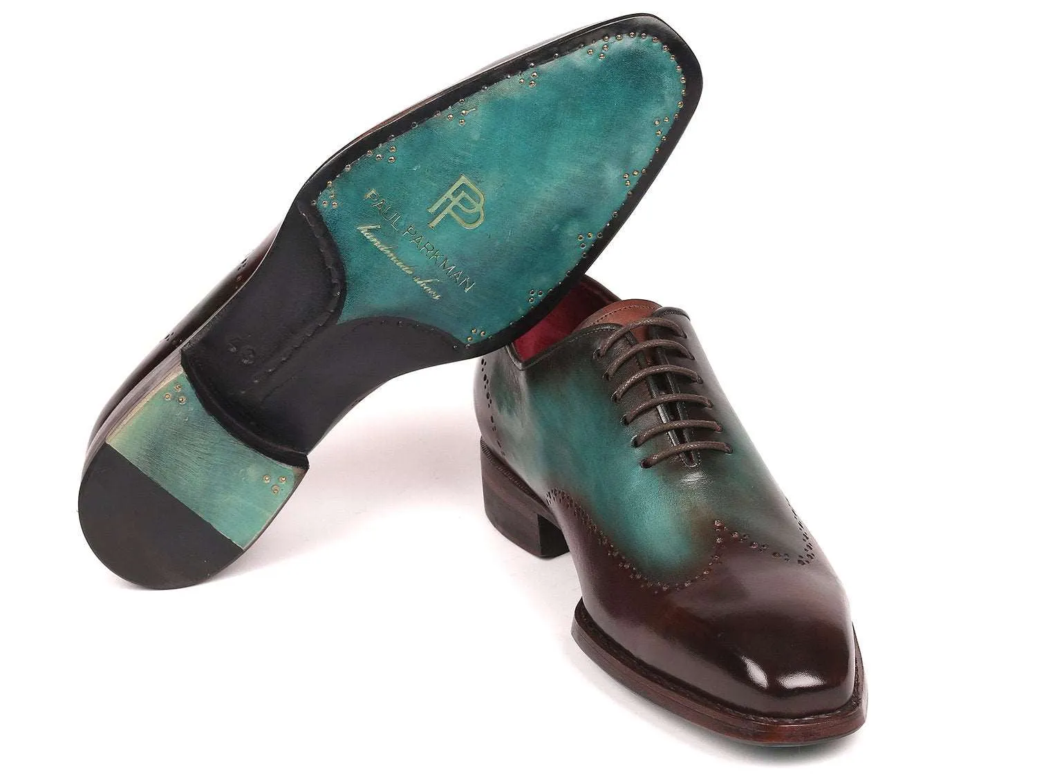 Paul Parkman Brown & Turquoise Wingtip Oxfords