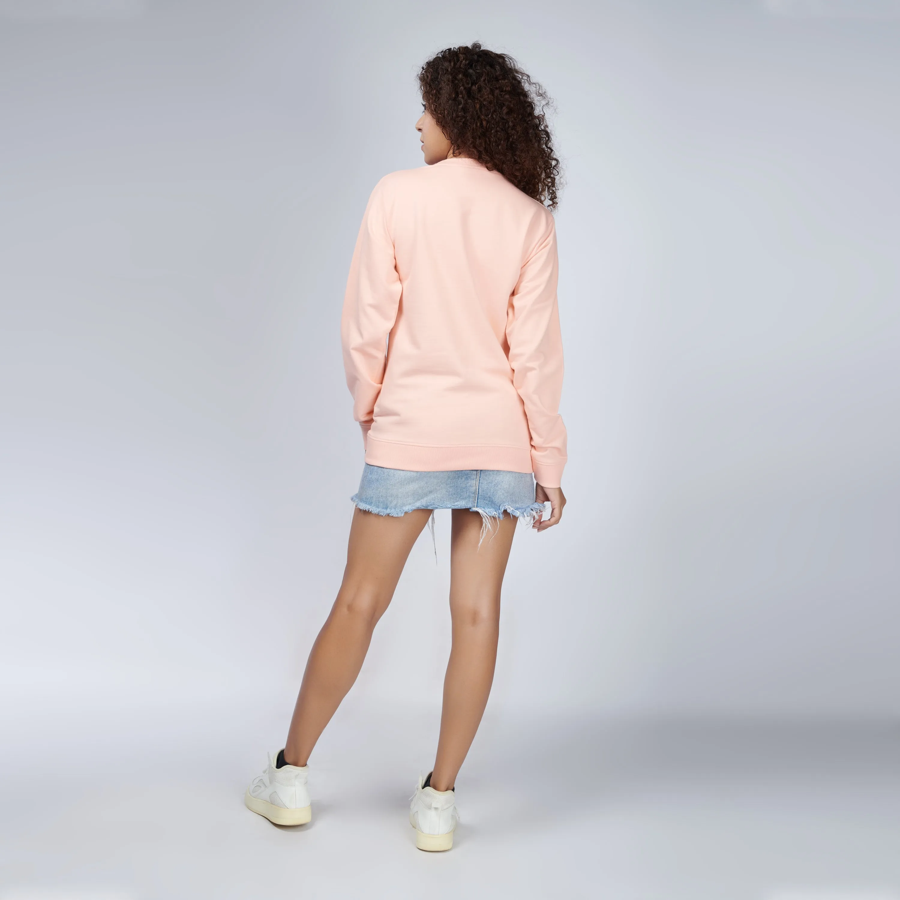 Peachy Peach Crew Neck Sweatshirt for Women