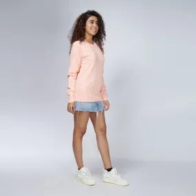 Peachy Peach Crew Neck Sweatshirt for Women