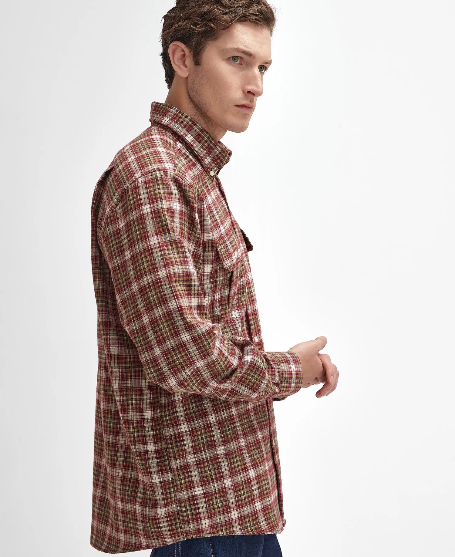 Penrice Regular Long-Sleeved Shirt in Merlot Marl by Barbour