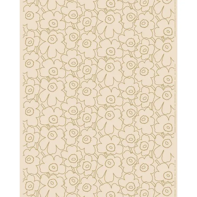 Pieni Piirto Unikko Cotton Linen Fabric in linen, gold