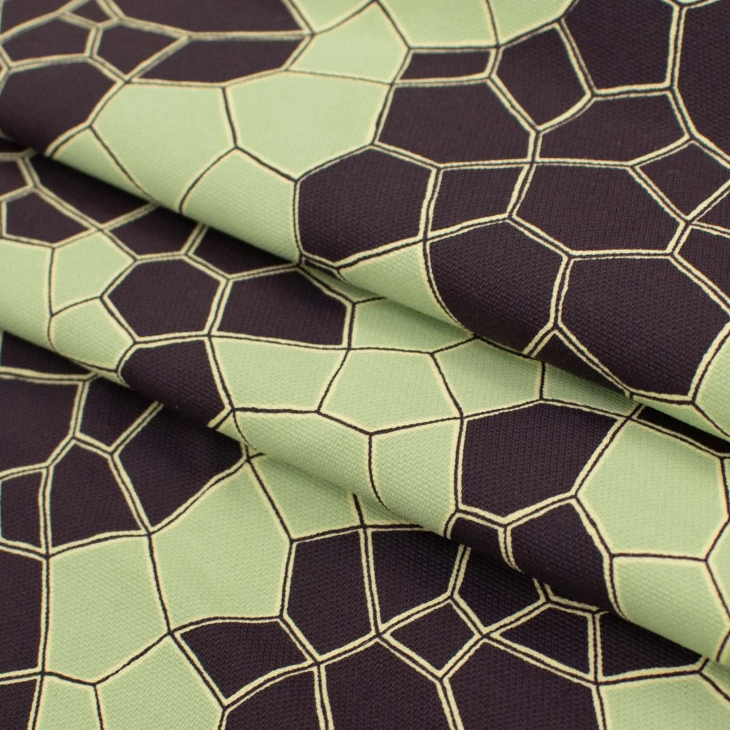 Printed Crepe Design-2 Mint & Dark Grey Geometric