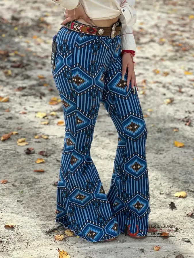 ROCK&ROLL Dark Blue Aztec Flare Jeans