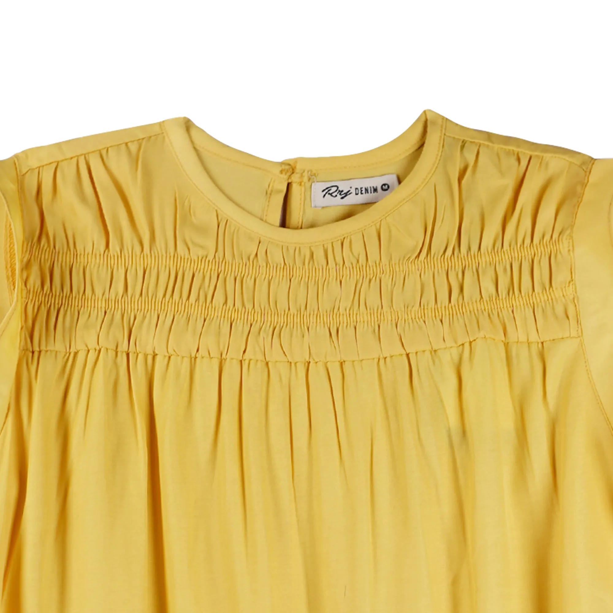 RRJ Basic Woven for Ladies Regular Fitting Shirt Trendy fashion Casual Top Yellow Woven for Ladies 145095 (Yellow)