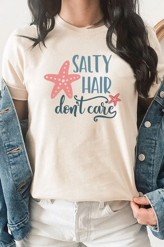 Salty Hair Dont Care Starfish Dolphin Graphic Tee