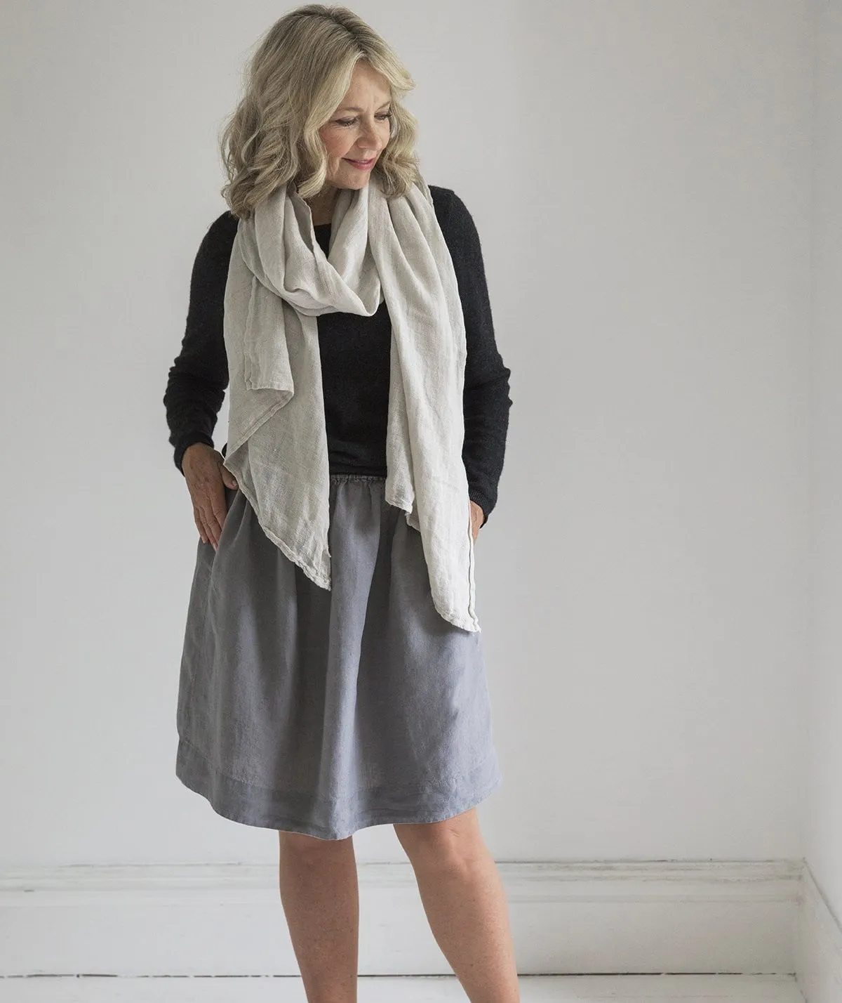 SAMPLE SALE<br>Charcoal Linen Skirt<br>Medium