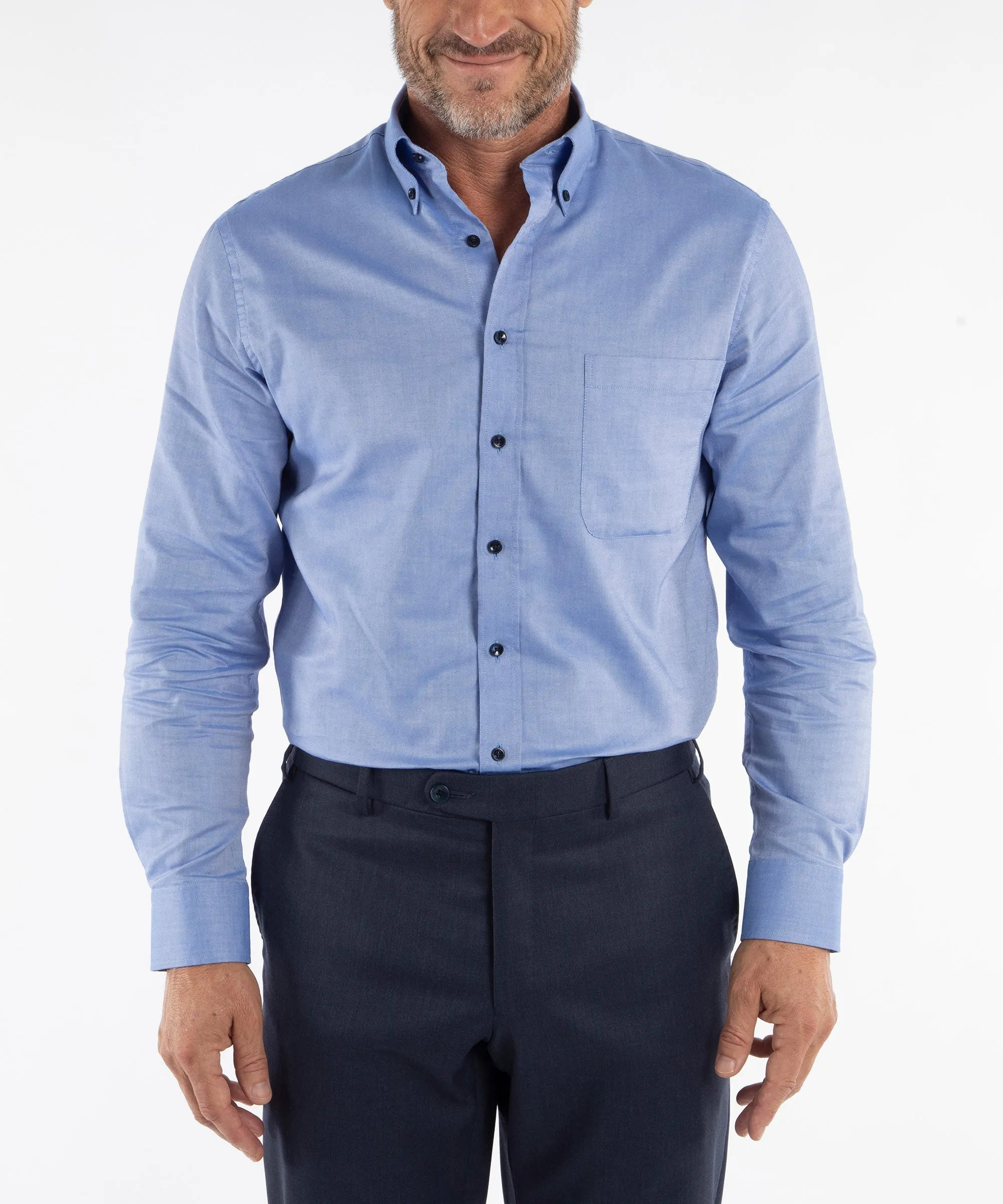 Signature Oxford Long Sleeve Sport Shirt with Contrast Buttons