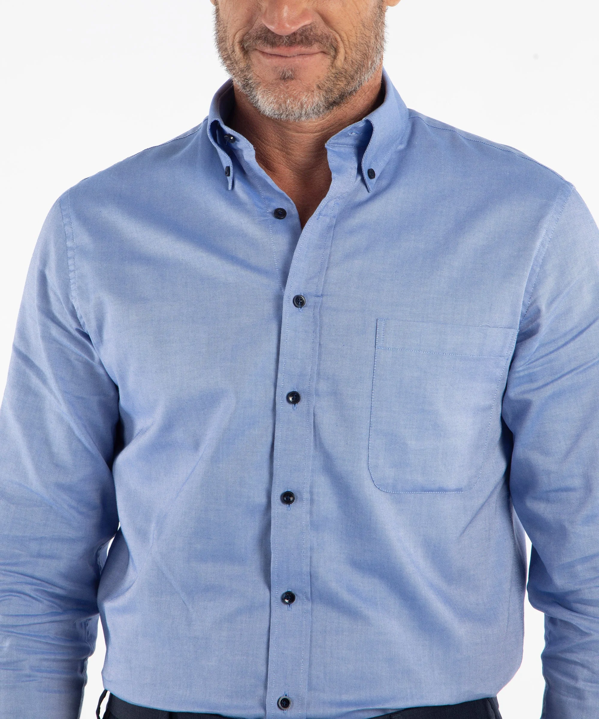 Signature Oxford Long Sleeve Sport Shirt with Contrast Buttons