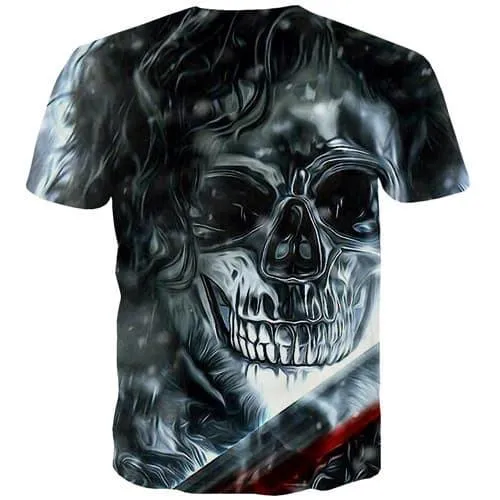 Skull T-shirt Men Military Tshirts Casual Graffiti Tshirts Cool Punk Rock Tshirt Printed Metal Tshirts Novelty Short Sleeve