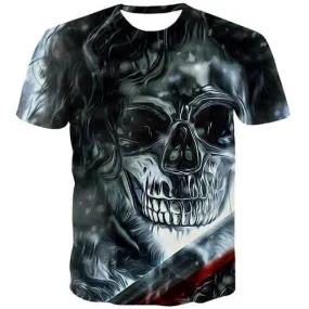 Skull T-shirt Men Military Tshirts Casual Graffiti Tshirts Cool Punk Rock Tshirt Printed Metal Tshirts Novelty Short Sleeve