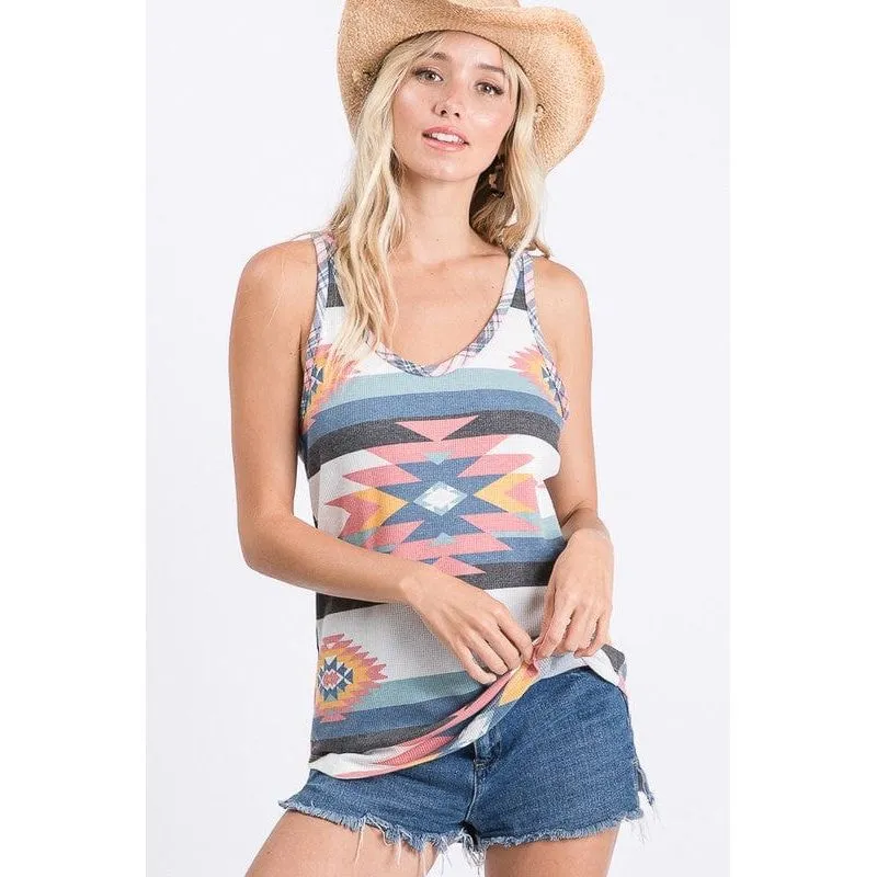 Sleeveless Aztec Print Tank Top