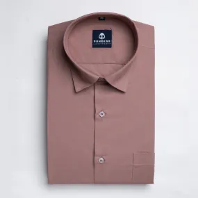 Solid Pink Color Lycra Twill Cotton Shirt For Men