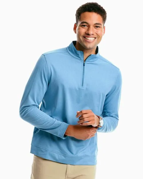 Southern Tide Men's Backbarrier Heather Performance Quarter Zip - Heather Blue Whale