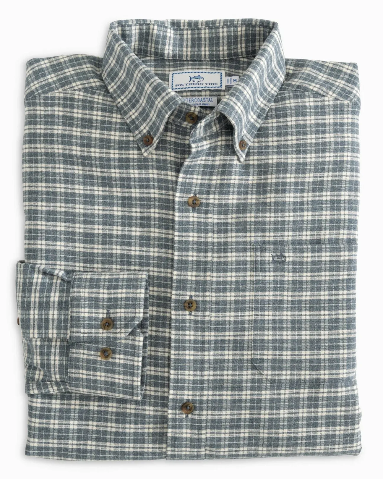 Southern Tide Men's Canton Plaid Performance Flannel / Moonlit Ocean