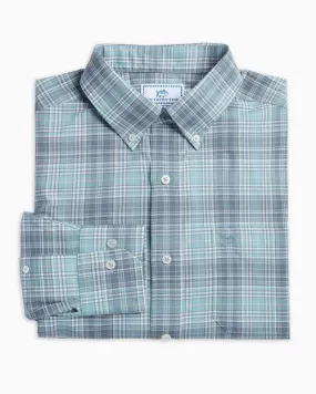 Southern Tide Men's LS Mast Plaid Intercoastal Performance Sportshirt / Stone Blue