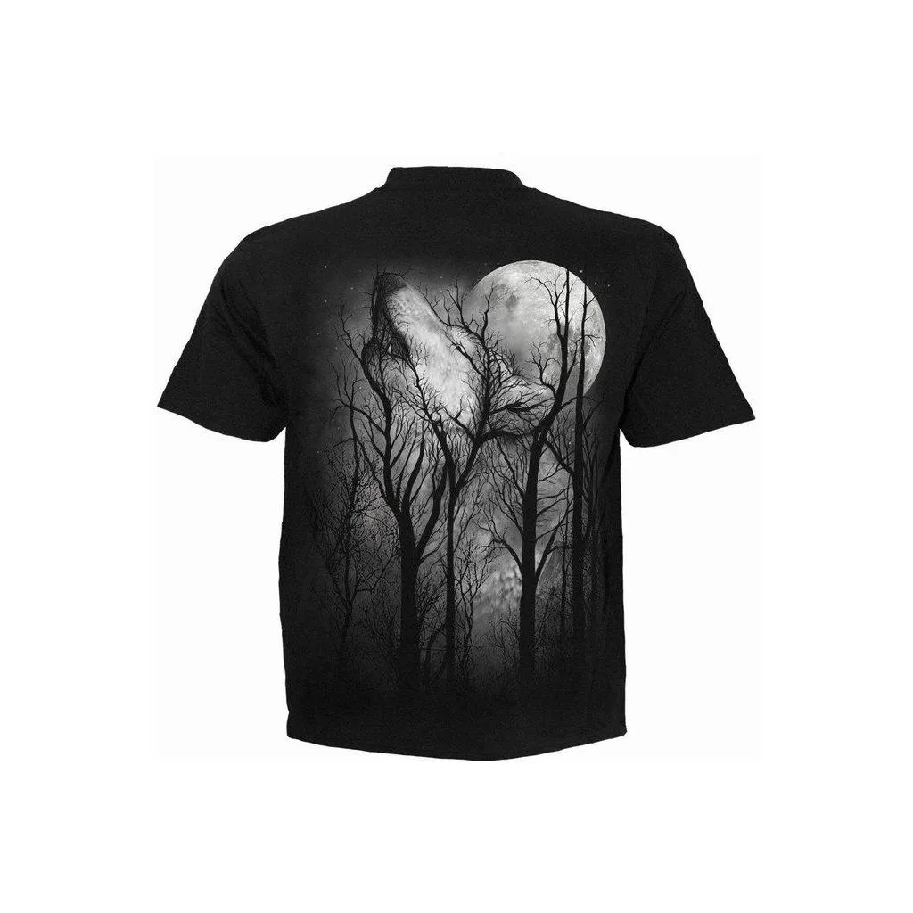 Spiral Forest Wolf - T-Shirt Black