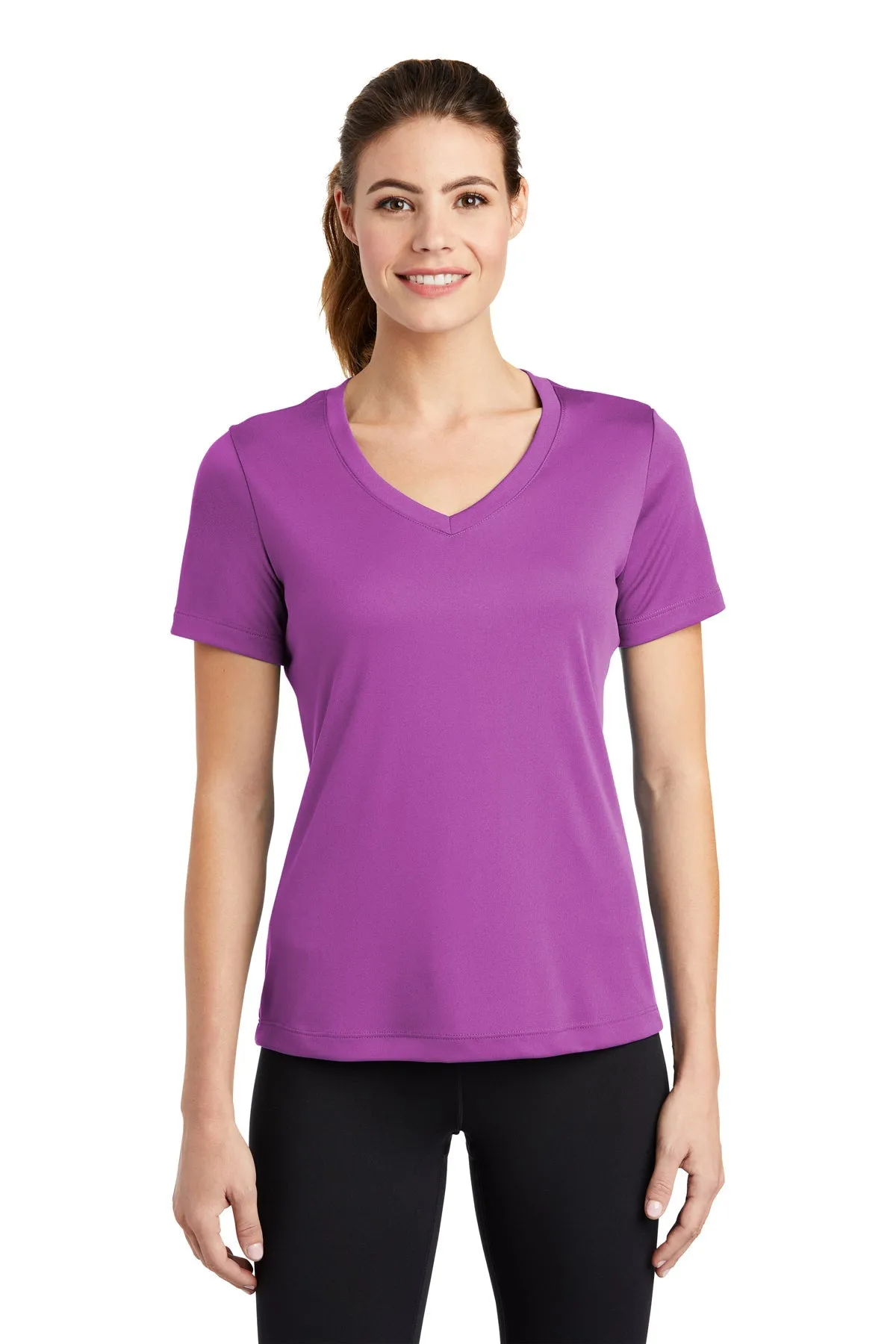 Sport-Tek Ladies PosiCharge Competitor Customized V-Neck Tee's, Pink Orchid