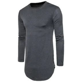 Spring Fall Brief Style Long Sleeve Casual T-shirt for Men