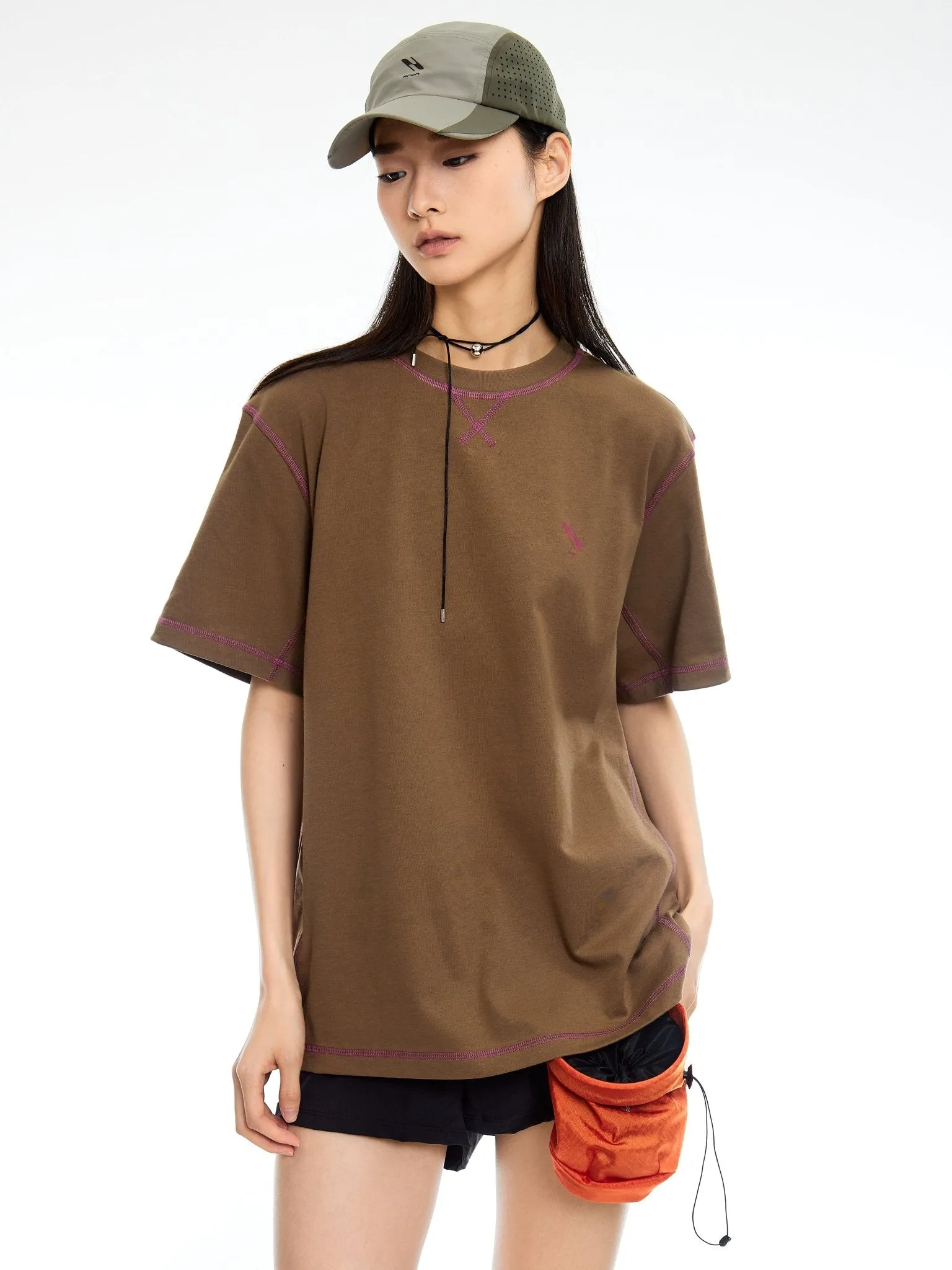 Stitch Quick Dry T-shirt in Brown