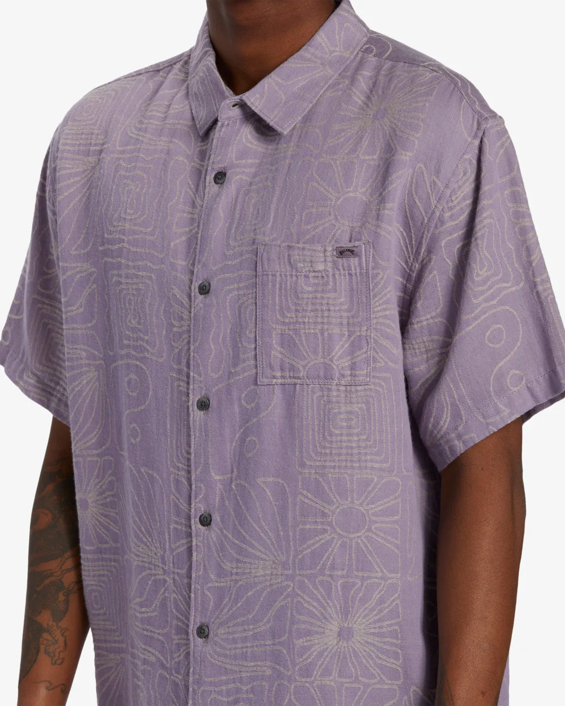 Sundays Jacquard Short Sleeve Shirt - Grey Violet