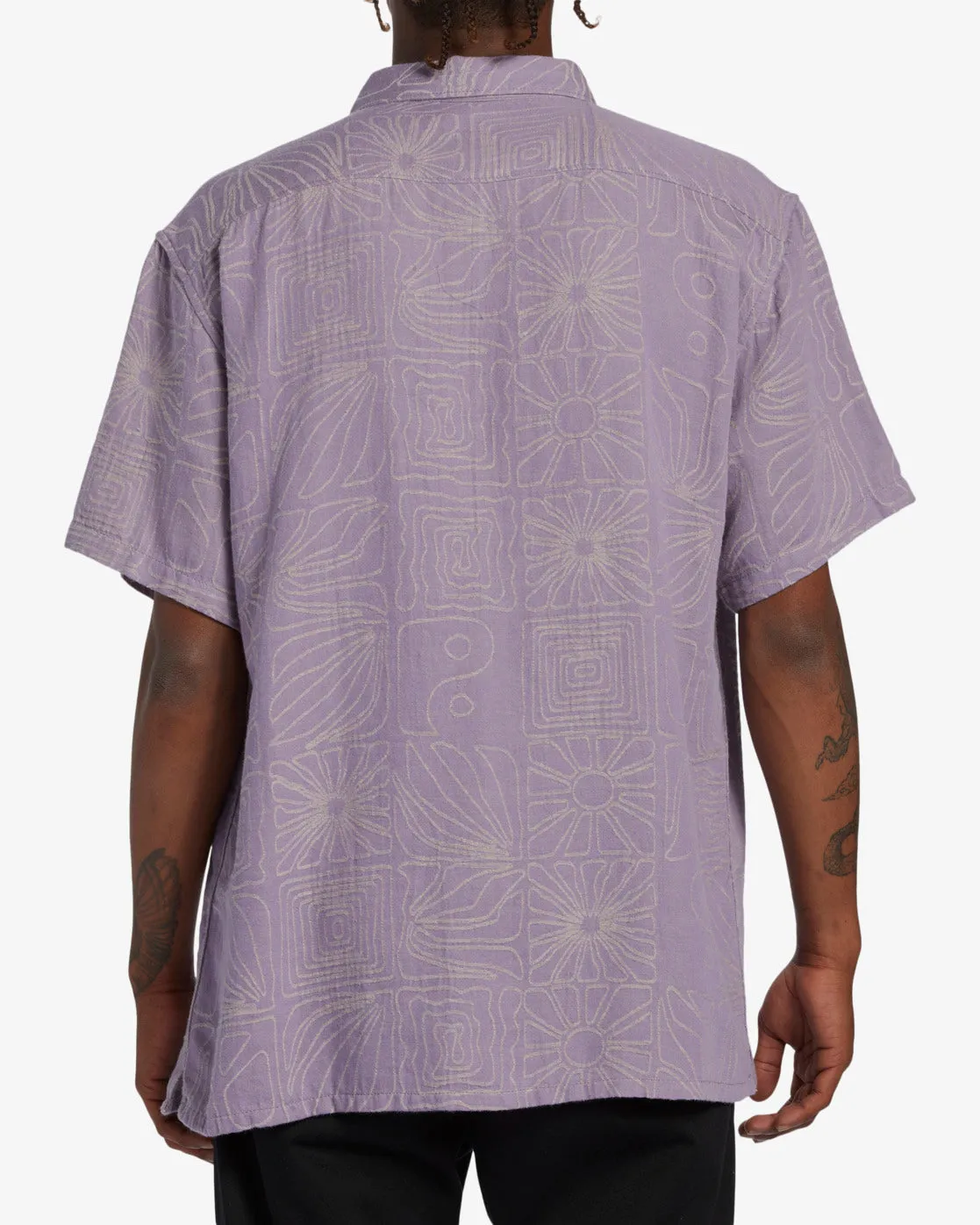 Sundays Jacquard Short Sleeve Shirt - Grey Violet