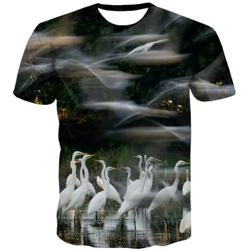 Swan T-shirt Men Animal Tshirts Casual Nebula Tshirt Printed Harajuku Tshirts Novelty Abstract Tshirts Cool