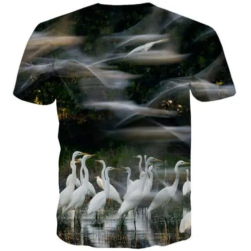 Swan T-shirt Men Animal Tshirts Casual Nebula Tshirt Printed Harajuku Tshirts Novelty Abstract Tshirts Cool