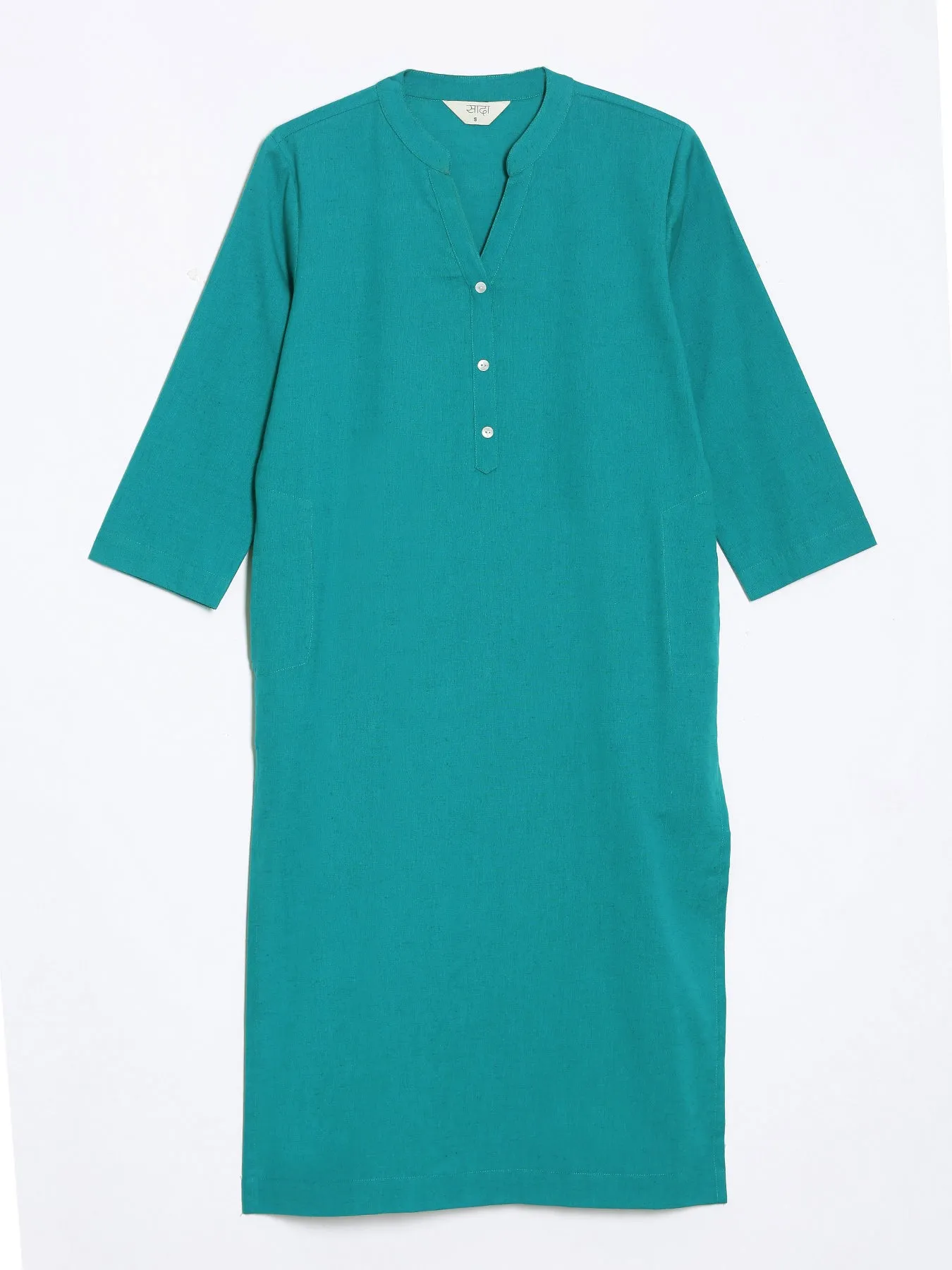 Teal Airy Linen Long Kurta