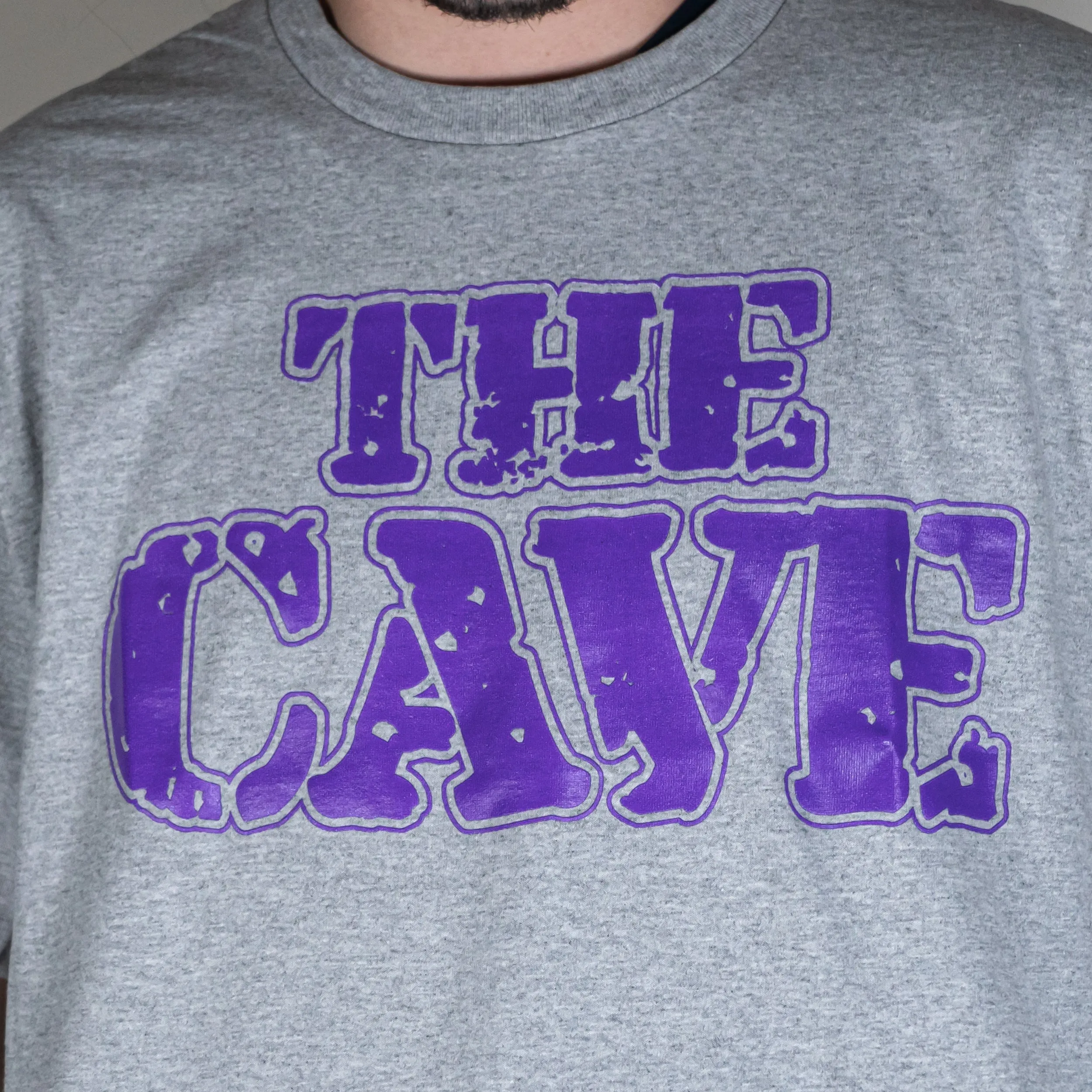 The Cave - T-Shirt - Classic Logo - Heather Grey & Purple - Small