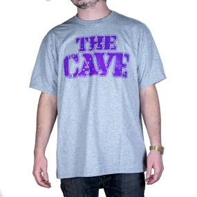 The Cave - T-Shirt - Classic Logo - Heather Grey & Purple - Small