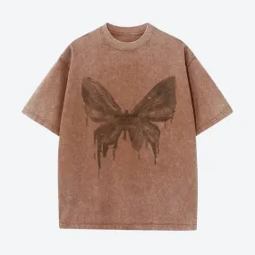 Trendy Oversized Butterfly Print Tees